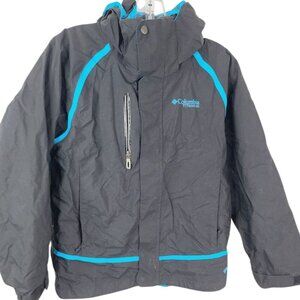 Columbia Boy's Black Blue Bugaboo Hooded Outdoor Interchange Snow Jacket Size 12